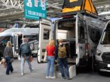 Visitors to the Bailey stand at the Motorhome and Caravan Show