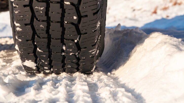 A tyre on snow
