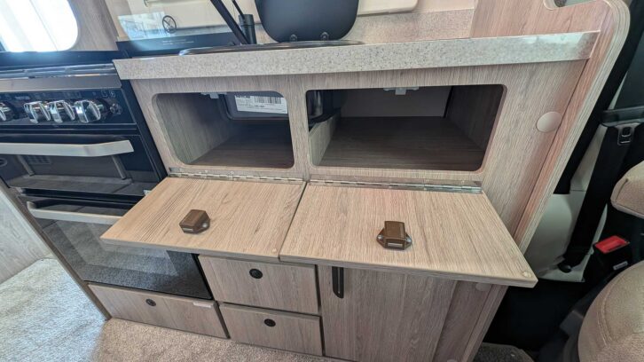 The locker and cupboard space by the kitchen