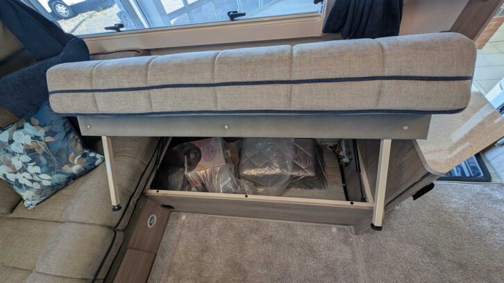 The storage under the sofa