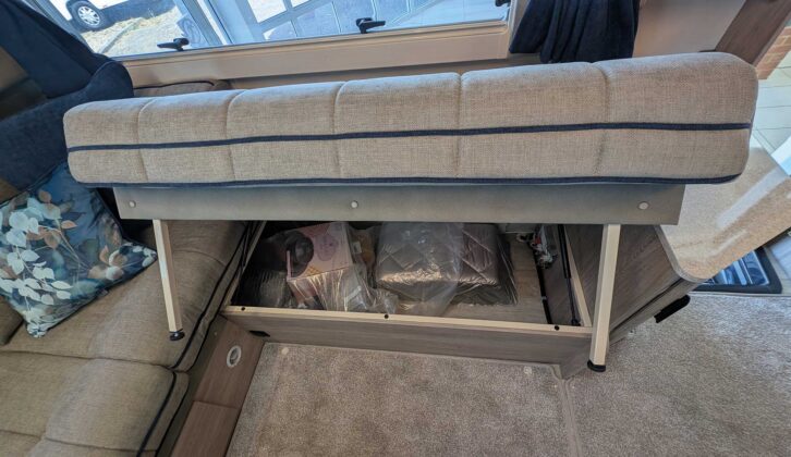 The storage under the sofa