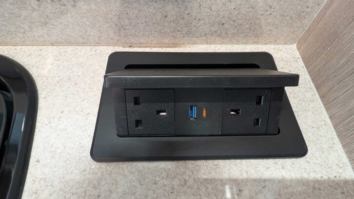 The mains sockets and USBs in the kitchen charging pad