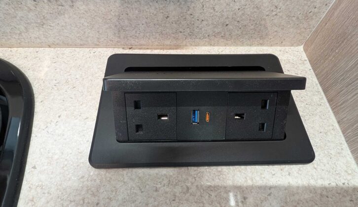 The mains sockets and USBs in the kitchen charging pad