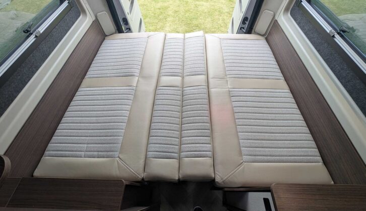 The bed made up from the settees