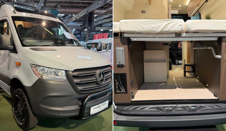 The Bürstner Habiton HMX 6.1 (left) and the storage underneath the bed (right)